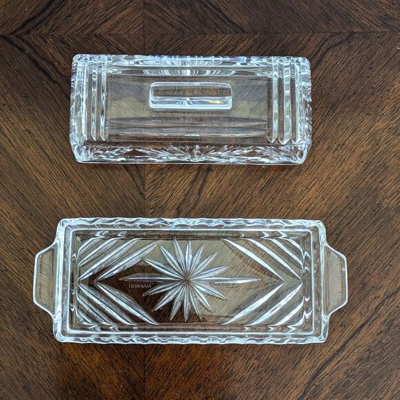 Gorham Cherrywood Lead Crystal Covered 1/4 lb Butter Dish w/Lid Vintage - Picture 4 of 10
